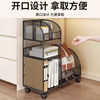 Julihui under-desk bookshelf storage rack floor-standing removable book storage rack cart tableside desk side student bookcase with wheels black three-layer model-mobile model