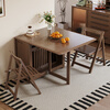 Qingweilu Solid Wood Folding Dining Table Small Household Dining Table Integrated Sideboard Folding Telescopic Dining Table and Chairs Folding Table Walnut Color Solid Wood Single Table 75cm 120x80x
