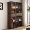 Qiuke home living room wine cabinet integrated wall-mounted light luxury glass bookcase office file cabinet new Chinese style solid wood display cabinet