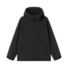 Jingjing Tokyo-made jacket men's soft shell jacket men's outdoor mountaineering water-repellent plus velvet warm hooded black 2XL