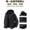 Mark Huafei Jacket Men's Autumn and Winter Velvet Thickened Warm Hooded Outdoor Jacket Large Size Jacket Black/Black 2XL