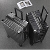 Aluminum frame suitcase student large-capacity trolley suitcase for men and women with universal wheels, strong and durable password travel suitcase, black 26 inches