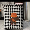 Extra large clothing, quilt storage bag, household fabric, moisture-proof, student moving storage box, packing artifact, double zipper checkerboard backpack Bear 210L