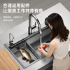 Nada (NTNO) kitchen sink large single sink dishwashing basin integrated basin 304 stainless steel thickened 5.0 embossed wear-resistant slag collecting dishwashing sink gun black slag collecting large single sink + three-speed pull-out faucet 80*46cm Taiwan-controlled drain - thickened 5.0