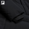 FILA Official Women's Long Down Jacket 2025 Winter New Casual Loose Warm Hooded Jacket Dark Black-BK L 170/88A/L