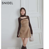 SNIDEL2025 autumn and winter new product simple half turtleneck holed back solid color knitted bottoming shirt SWNT255057 pink one size (F)