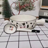 Zi Sha Bowl Household Baking Bowl Cow Handle Bowl Creative Cartoon Bowl Internet Celebrity Cute Bowl Spoon Tableware Combination Ceramic Baking Bowl Cow 6-inch Handle Bowl 1 Pack