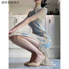 Sheng Miaoci blue cheongsam improved new Chinese style hollow lace young style high-end temperament dress 2025 new slit S recommended 85-95 catties One size fits all 9048
