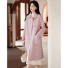 Homecoming Winter Small Flower Button Design Wool Coat High-end Niche Fashion Wool Coat Women 01 Pink S