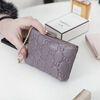 Fuyan Coin Purse Women's Mini Genuine Leather Wallet Women's Cowhide Clutch Small Bag Cute Women's Bag Short Wallet Card Bag Gold Flower Lotus Purple
