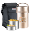 TAFUCO 304 stainless steel insulated lunch box, large-capacity work lunch box, winter day pot insulated bucket, 2.6L stainless steel color, 12 hours heat preservation + insulation bag + tableware_T03