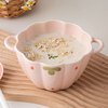 Girly Heart Strawberry Double-Eared Bowl Spoon Soup Bowl Salad Bowl Rice Bowl Household Bowl High-Looking Young People Underglaze Colored Tableware Strawberry Double-Eared Bowl (1 Bowl 1 Spoon)