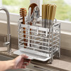 Kitchen rack stainless steel chopstick storage box chopstick cage wall hanging household spoon chopstick tube storage rack stainless steel - 3 compartments chopstick tube storage rack