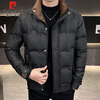 Pierre Cardin Down Jacket Men's Autumn and Winter Stand Collar Casual Jacket Men's Thickened Warm and Cold-proof Clothes Black XL