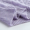 PALUOPO 100% Cashmere Autumn and Winter Hollow Cable Design Lady's Loose Temperament Knitted Cashmere Sweater for Women Light Purple Flower XL 110