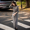 Awakening Paradise Winter Temperament Irregular Vest Bottoming Shirt Skirt Three-piece Fashion Commuting Suit Women Gray One Size