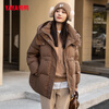 YAYA down jacket women's winter hooded stand collar hand-length loose comfortable slim thick duck down winter jacket