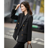 Shangjing Woolen Coat Women's 25th Winter New Women's Right Shoulder Double Breasted Business Style Quilted Thick Warm Suit Jacket for Women