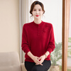 Hodo middle-aged mother's winter clothing plus velvet thickened sweater middle-aged and elderly knitwear autumn and winter half turtleneck bottoming shirt warm top