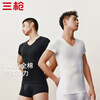 THREEGUN pure cotton short-sleeved men's T-shirt Xinjiang cotton ribbed elastic underwear men's V-neck casual sports base 2-piece V-neck (white + white) (upgraded heavy version) XL 175/95
