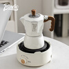 Bincoo Double Valve Moka Pot Coffee Maker Italian Set (White Moka Pot + Electric Stove + Coaster + Filter Paper)