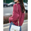 Demana thick stick stitch cardigan winter warm thick round neck sweater love metal buckle loose sweater top