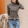 LUONI half turtleneck double-sided German velvet bottoming shirt for women in autumn and winter new style with velvet thickened warm slim fit top for women khaki D5 leopard print high quality XL recommended 120-140 pounds
