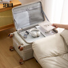 Semir luggage new style side-opening cover large deep compartment trolley case multi-functional expandable PC suitcase password box boarding case white purple large deep compartment + shock-absorbing brake wheel 20 inches PC material + expandable box