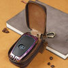 Ye Yu Crazy Horse Leather Keychain Bag Double Zipper Cowhide Car Key Bag General Motors Multifunctional Household Double Layer Key Bag Brown