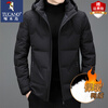 Woodpecker brand down jacket men's thickened warm jacket men's winter 2025 new style young and middle-aged men's winter short clothes black 2XL recommended 135-155 catties