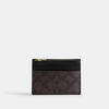 COACH women's card holder, multi-card slot design, removable card holder, zipper pocket, snap button closure, black leather material Walnut/Black