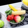 Drain basket, stainless steel household fruit basket, drain basket, fruit plate, vegetable basin, melons, fruits and vegetables, silver (20CM) round feet