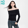 NOME long-sleeved women's spring and autumn new high-end black off-shoulder one-shoulder pure desire bottoming top black M