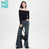 NOME long-sleeved women's spring and autumn new high-end black off-shoulder one-shoulder pure desire bottoming top black M