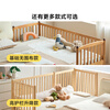 Lin's home solid wood splicing bed children's bed crib toddler fence bed widening and heightening guardrail frame LH271A1 wood color guardrail style bed 0.6m x 2.0m bed + waterproof diaper pad (6cm)