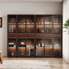 Qiuke home living room wine cabinet integrated wall-mounted light luxury glass bookcase office file cabinet new Chinese style solid wood display cabinet