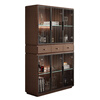 Qiuke home living room wine cabinet integrated wall-mounted light luxury glass bookcase office file cabinet new Chinese style solid wood display cabinet