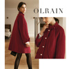 Olrain red woolen coat women's winter elegant French commuter double-sided woolen coat red M