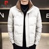 Pierre Cardin Down Jacket Men's Autumn and Winter Stand Collar Casual Jacket Men's Thickened Warm and Cold-proof Clothes Black XL
