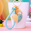 Pearl inlaid diamond double-sided love car keychain metal women's bag pendant key chain chain creative cross-border red rope + a525 double-sided pearl love red single opp bag 7
