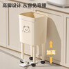 Kitchen trash can with silent wheels, removable, large capacity, no bending, household living room, bedroom, toilet storage bucket, short wheeled trash can, face bear - 1 pack