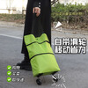 Folding shopping cart supermarket grocery shopping trolley trolley shopping bag portable handbag foldable household wheels silver green + 2 wheels + folding storage * 1