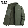 JEEP SPIRIT Jeep Reversible Jacket Men's Fall and Winter Plush Warm Stand Collar Jacket Sports Top Dark Gray XL