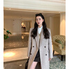 Pusumede wool double-sided woolen coat for women, autumn and winter silhouette, mid-length, Korean-style temperament woolen coat, dark gray for small people, recommended height 158-164cm S