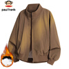 Paul Frank Jacket Men's Autumn and Winter American Flight Jacket Men's Trendy Brand Loose Baseball Jacket Coffee and Cotton XL