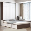 Yusenyi solid wood wardrobe bed integrated tatami household combination multi-functional wardrobe with desk custom-made multi-functional children's bed (light luxury white + oak color) bed + standing cabinet + desk + bookcase + mattress 1200mm*2000mm including installation
