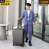 AIOSC Japan imported quality front opening suitcase 2025 new trolley case 20-inch suitcase men's USB charging aluminum frame dark gray 18 inches