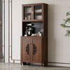 New Chinese style solid wood sideboard cabinet home kitchen multi-function wine cabinet integrated wall cupboard living room storage cabinet self-installation solid wood length 83 height 200 cm