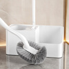 Toilet brush set, no punching, toilet cleaning brush, long handle wall-mounted artifact, toilet cleaning brush dredge, can stand and hang, 1 set of white toilet brush with raised head, can stand and hang.