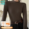 NOME half turtleneck polar fleece bottoming shirt for women in autumn and winter 2025 new thickened warm top, apricot L